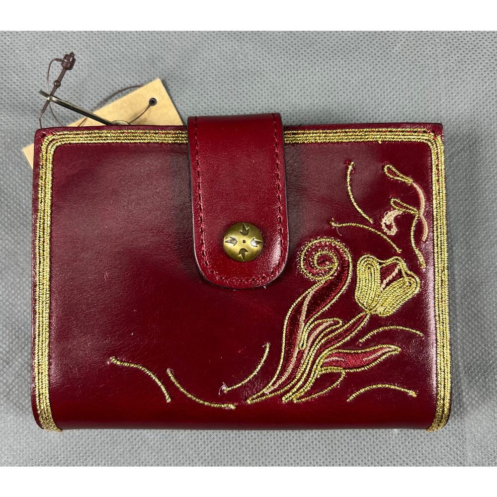 Patricia Nash Chiara Baroque Stitching Ruby Red Wallet NWT
